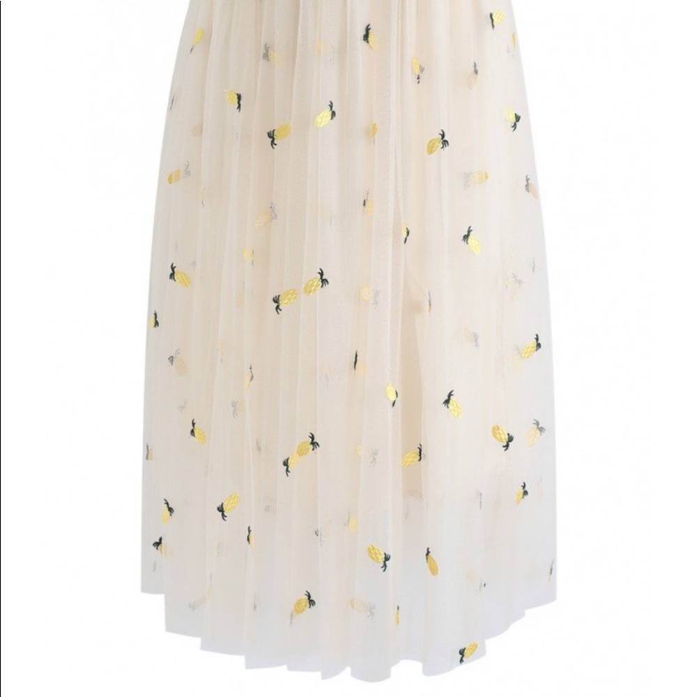 high waisted mesh printed skirt